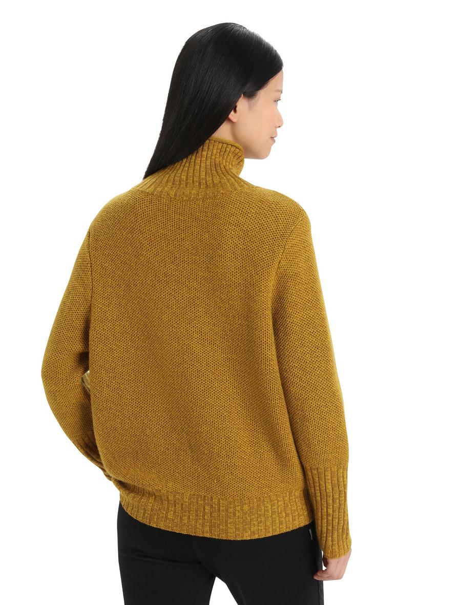 Clove / Silent Gold Icebreaker Merino Seevista Funnel Neck Women's Sweaters | AU 1626WNBY